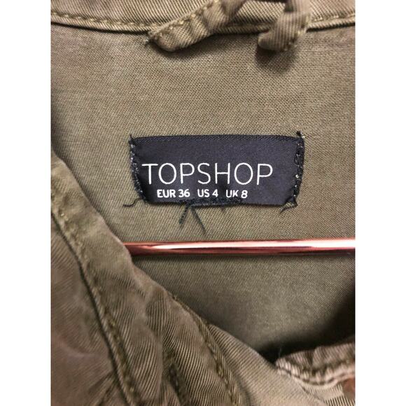 Topshop Green Chambray Military Style Jacket Size 4 - Picture 2 of 4